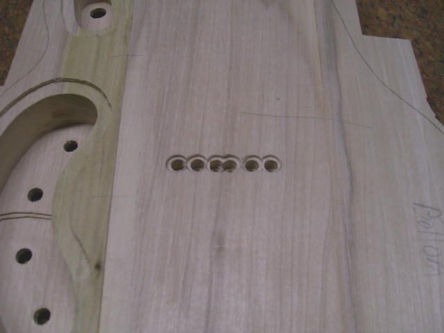 Put string holes in body - Bottom