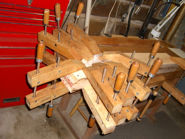 Headstock veneer clamped on