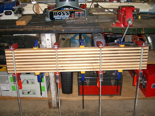 Strips glued up